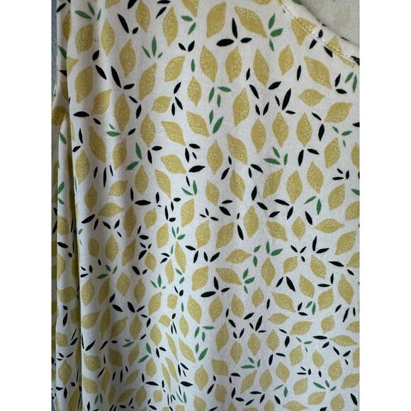 C&C California Midi Dress Size 1X Yellow White Lemon Print Tank Sharkbite Hem - Picture 3 of 8